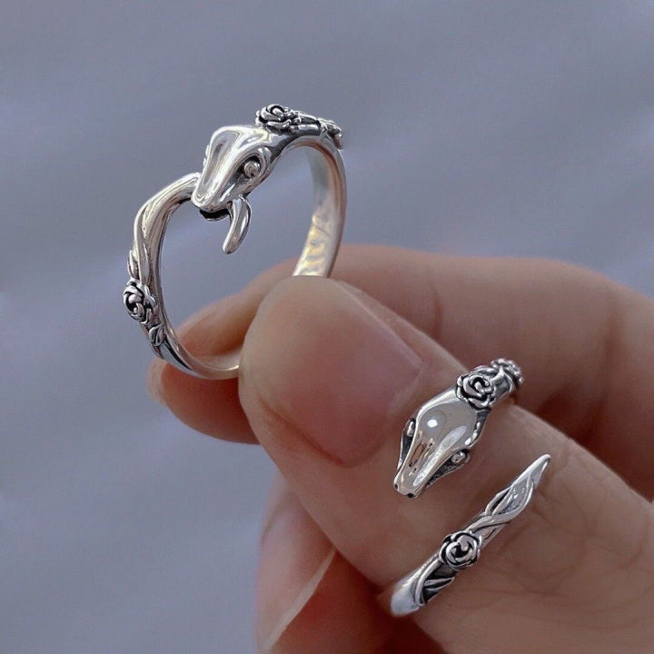 Vintage Handmade Snake Rings Party Jewelry For Women INS Fashion Simple Rose Flower Holiday Beach Accessories Gifts