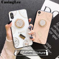 CasingLee For OPPO F15 case Navigation Magnetic Ring Holder Luxury Diamond clock Mirror Back Cover OPPO F15 Phone cases cover Luxury with Lanyard For girls and Boys. 