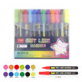12 24 Color Double Line Outline Art Marker Pen DIY Graffiti Out Line Highlighter Marker for Scrapbook Diary Poster. 