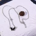 Light Luxury Hundred Black Butterfly Pendant Necklace Temperament Collarbone Chain Female. 