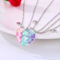 Colorful Heart Necklace for Women Girls 3 s Adjustable Chain Magnet Sequin Heart Butterfly Pendant Necklace Jewelry Accessories. 