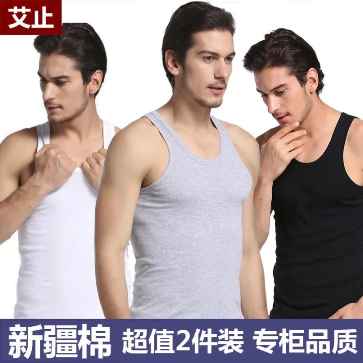 1/3%20Pieces%20100%25%20Cotton%20Vest%20Men's%20Summer%20Youth%20Slim%20Stretch%20Men's%20Sports%20Sling%20Sleeveless%20New%20Undershirt%20-%20Image%207
