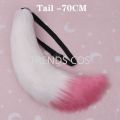 Yae Miko Plush Tail Ear Wig Pink Fox Handmade Cosplay Props Pink Fox Ears Tail Wig. 