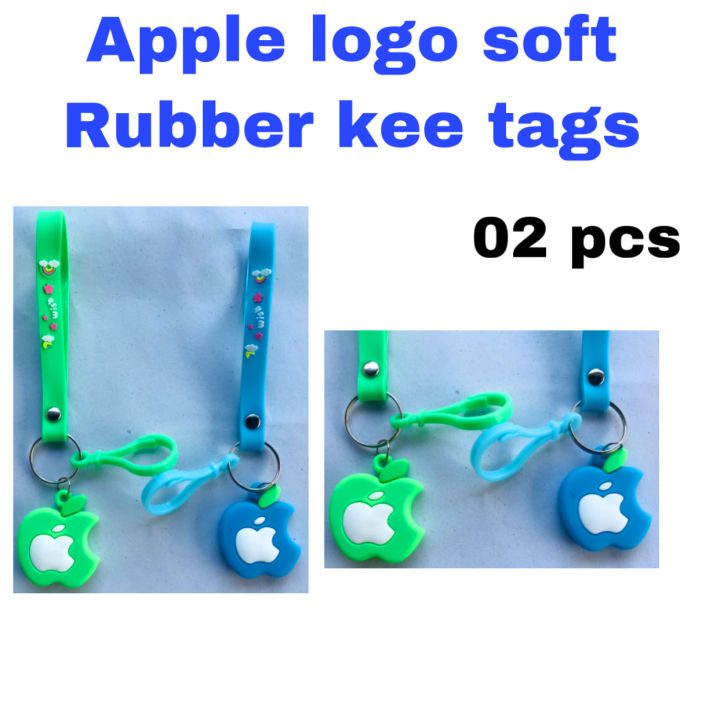 Premium Quality Rubber Made Apple Logo Kee Tags/Chain (02 pcs