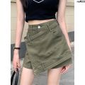 Rule Sense Shorts Hot Pants Summer Design High Waist Stitching Skirt Not Slimming New Hip Style Denim Hot Girl Bag. 
