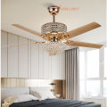 Ceiling Fan Gold Light Ceiling Fan Tuya Smart Crystal LED Chrome Wind Light Bedroom Living Room 42 Inch 52 Inch Remote Control. 