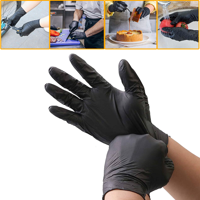 Powder Free Latex Gloves Black  - 10 Pcs