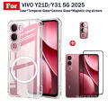 Vivo Y21D Transparent TPU Shockproof Phone Case With Magnetic Wireless Charging Sticke for Vivo Y21T Y21S Y21A Y20 Y20I Y20S Anti Spy Privacy Tempered Glass + Lens Film. 