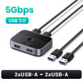 UGREEN USB 3.0 Sharing Switch 2 in 2 out, 2 Computers 4*USB C Port 5Gpbs Peripheral Switcher Adapter Box Selector for PC, Printer, Scanner, Mouse, Keyboard. 