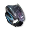 Headlight cover and Windshield for Bajaj Discover 125/135 Black Blue Sticker Temax Brand Non Genuine parts. 