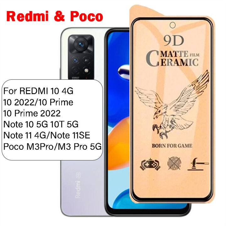 9D Full Tempered Glass For For REDMI 10 4G 10 2022 10 Prime 10 Prime 2022 Note 10 5G 10T 5G Note 11 4G Note 11SE Poco M3Pro M3 Pro 5G Glass Film
