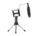 Mini Desktop Microphone tand + hock Mount Mic Holder + Pop Filter Kit. 