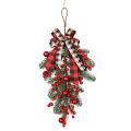 【Folio & Light】Red Berries Pine Branch Wreath Artificial Berries Snowy Pine Front Door Wreaths Wall Garland For Ornaments. 