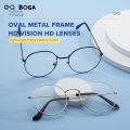 OQ BOGA 3 Colors Unisex Fashion Outdoor Decorate Oval Frame Glasses Women Men Eye Protection Metal Full Rim Eyewear. 