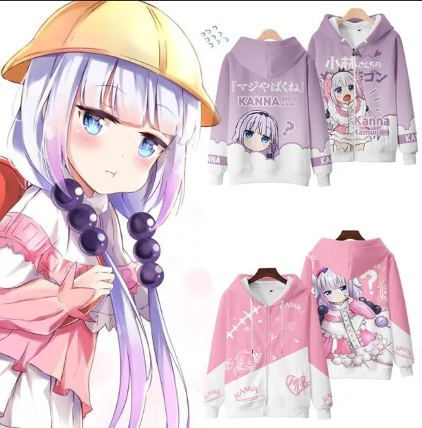 3D%20print%20Anime%20Miss%20Kobayashi's%20Dragon%20Maid%20Cosplay%20Costume%20Kanna%20Kamui%20Tohru%20Quetzalcoatl%20Unisex%203D%20Hoodie%20Zipper%20Hooded%20Jacket%20-%20Image%202