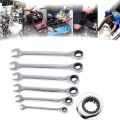 DAYFULI 8,10,12,13,14,15,17,18,19mm Ratchet Spanner Combination Wrench Keys Gear Ring Tool Handle Chrome  Tool. 