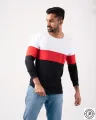 Long Sleeve T Shirt White,Red & Black -03 Tone Full Sleeve Men's T Shirt New Style Material 190GSM.. 