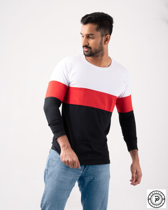 Long%20Sleeve%20T%20Shirt%20White,Red%20&%20Black%20-03%20Tone%20Full%20Sleeve%20Men's%20T%20Shirt%20New%20Style%20Material%20190GSM.%20-%20Image%203