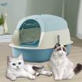Hooded Cat Litter Boxes with Lid Fully Enclosed Cat Toilet with Handle Sandbox. 