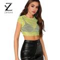 Zentora Sun Protection Crop Top Stylish Sheer Mesh Crop Top O-neck Short Sleeve Slim Fit Tee Shirt for Fashionistas Women Cropped Tops. 