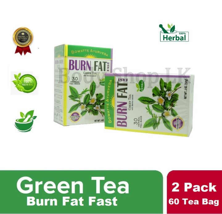 Burn Fat Green Tea Reduce Cholesterol and unwanted fat Ayurveda Herbal Tea Loss Weight Naturaly Healthy  Diet Slimming Tea 2 Pack bundle 30 tea bag in each pack.100% Premium Quality