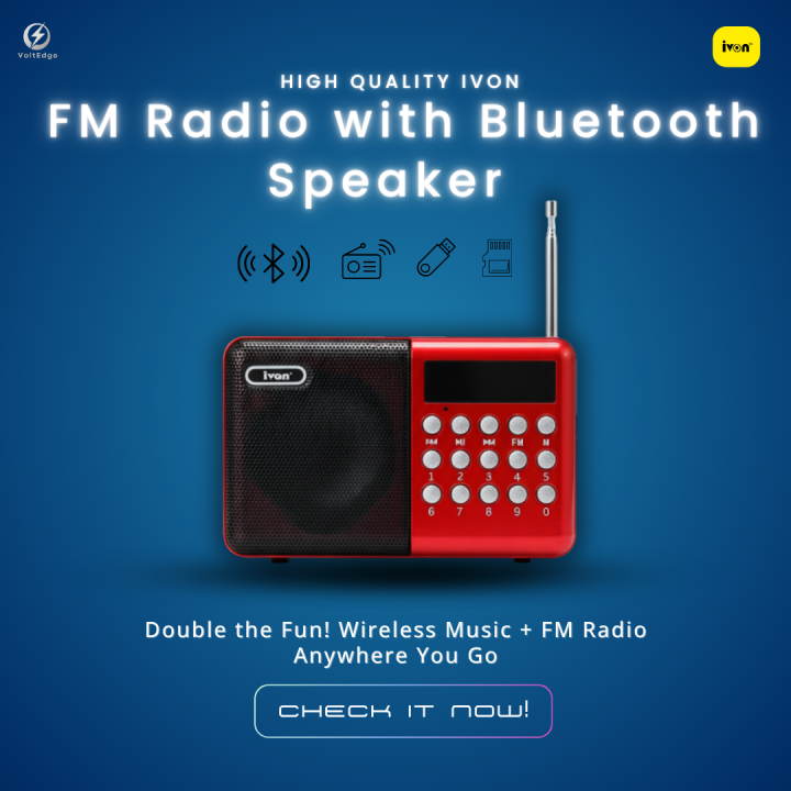 Audio Usb Speaker With Fm Radio Ivon FM Radio With Wireless Bluetooth Speaker USB TF Card  Rechargeable Portable Speaker