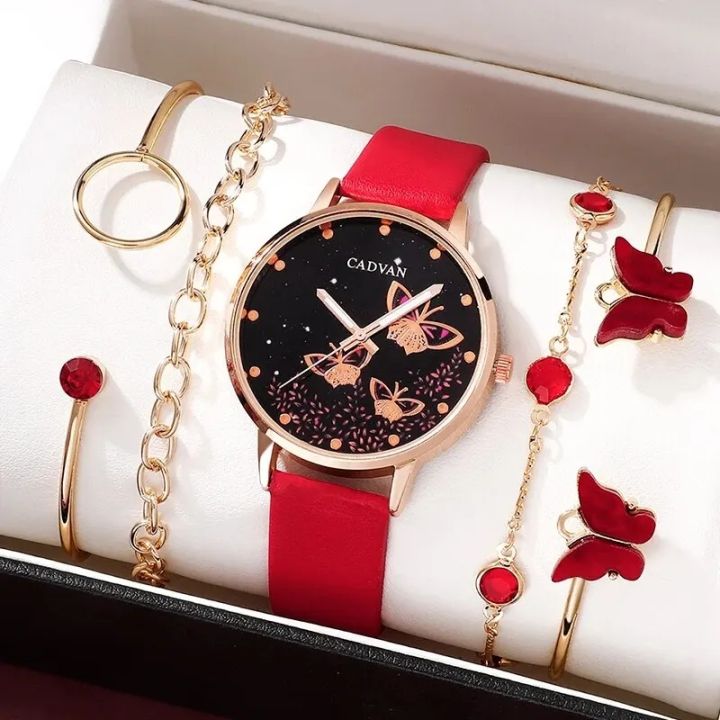 %E3%80%90no%20box%E3%80%91%205pcs%20Set%20Women/Girls%20Red%20Color%20Watches%20Ladies%20Fashion%20Butterfly%20Watch%20New%20Simple%20Casual%20Womens%20Analog%20Wrist%20Watch%20Bracelet%20Gift%E3%80%90no%20box%E3%80%91%20-%20Image%204