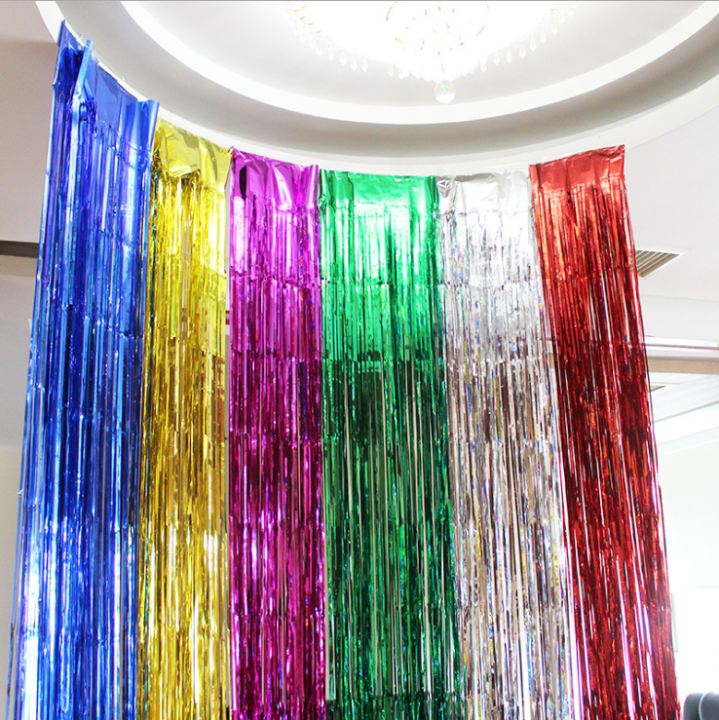 Foil Curtain Backdrop Foil Fringe Curtain Birthday Party Decoration Wedding Backdrop Curtain , Engagement, Bridal Shower , Baby Shower and Anniversary party Decoration 6 Feet Length & 4 Feet Width