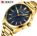 Curren Business Men Gents Gold Stainless Steel Luxury Elegant Rich Look Wrist Watch. 