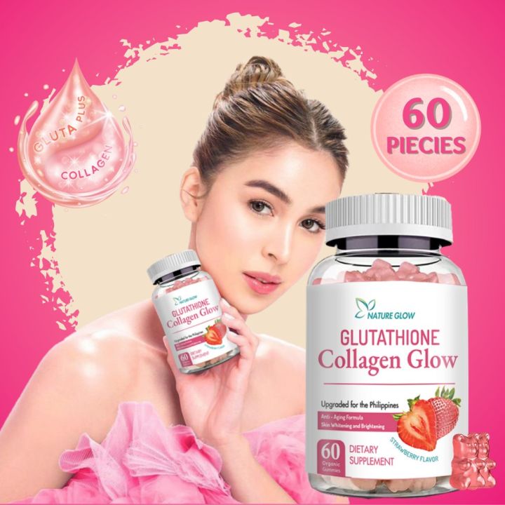nature glow glutathione collagen gummies What are the benefits of glow? These are designed to enhance skin brightening, giving you a radiant complexion. They also contribute to the health of your hair FACT CHECK: Glutathione collagen gummies