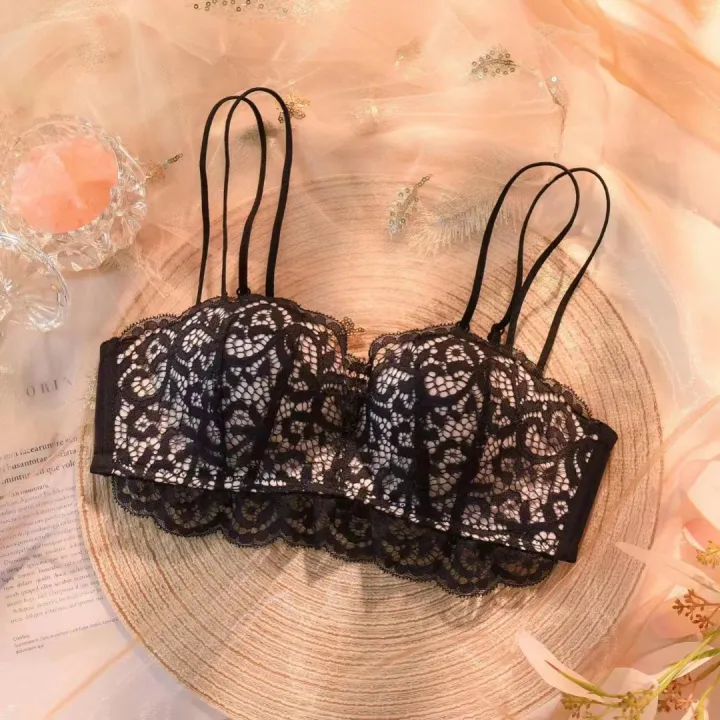 TZ%20Arrival%20Rimless%20Back%20Lace%20Underwear%20Women's%20Upper%20Bracing%20Adjustable%20Parammary%20Small%20Chest%20Push-Up%20Bra%20Set%20-%20Image%202