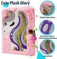 dairy books for girls Diary for Girls with Lock and Keys, Cute Unicorn Plush Diary Secret Diary, Writing Journal Lined Pages Notebook Sequined Design. 