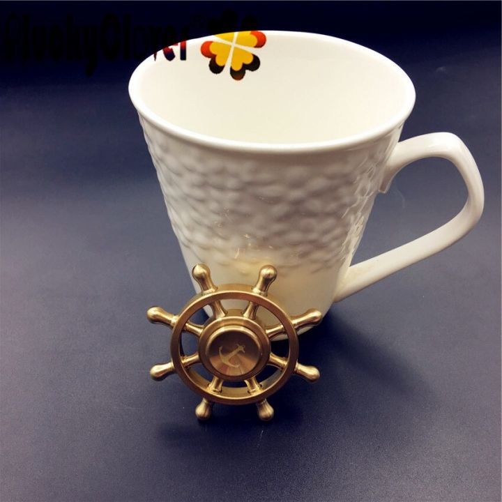 Retro Gold Rudder 1pc Retro Rudder Fidget Spinner Helm Hand Finger Spinner Brass Fidget ...