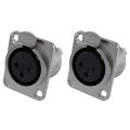 XLR Female Jack 3 Pin - Panel Mount Jacks D Series Size XLR-F - 4 PACK. 