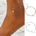 Women's Anklet Bohemian Layered Heart Anklet 2025 Summer Beach Anklets On Foot Ankle Bracelets For Women Leg Chain. 