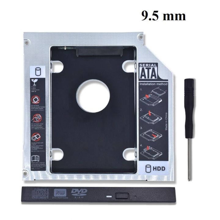 C S Aluminum 2nd HDD Caddy 9.0mm / 9.5mm / 12.7mm SATA 3.0 DVD Adapter Hard Drive SSD Enclosure CD-ROM Case