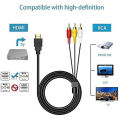 HDMI to RCA Cable HDMI Male to 3RCA AV Converter Adapter Cable One Way Transmission for HD. 