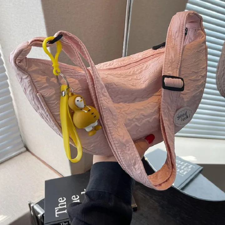 Nylon%20Chest%20Bag%202024%20Collection%20Casual%20Crossbody%20Bag%20Half%20Moon%20Women's%20Hobo%20Bag%20for%20Travel%20Shopping%20Urban%20Lifestyle%20Trendy%20Accessory%20Daily%20Carry%20-%20Image%203