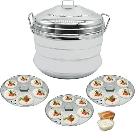 Aluminium Idly Make Idly Steamer Cooker with 3 Idly Plates (21 idly ...