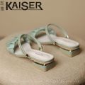 Caesar Sandals Women's Summer 2024 New Two-Way Sandals Women's Outer Wear Elegant Strap Wanwan Lei Style Chunky Heel. 