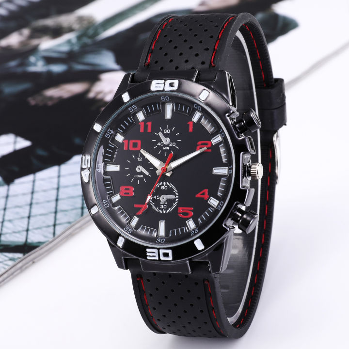 Silicone Band Stitching Fashion Men's Quartz Watch Plastic Box Sports Watch Sports Car Series Watch Men