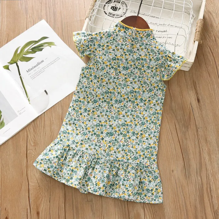 %5Blrih%20Store%5D1-4-7%20Years%20Old%20Baby%20Girls%20Flying%20Sleeve%20Chinese%20Style%20Cotton%20Fishtail%20Cheongsam%20Chinese%20Buckle%20Broken%20Flower%20Dress%20Cute%20-%20Image%206