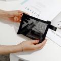 Zipper Mesh Bags, Pack of 3 (S/M/L), Beauty Makeup Cosmetic Accessories Organizer, Travel Toiletry Kit Set Storage Pouch, Black. 