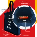 Heavy Duty Blue Large Canvas Tote Bag with Zipper "PRADA ALTERNATIVE" - 14.5 (L) * 3 (W) * 16 (H) inches (Holds up to 15kg). 