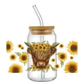 16OZ Highland Cow Design UV DTF Cup Wraps Transfer Sticker For Glass Libbey Can Bottle Selfadhesive Washable DIY Custom. 