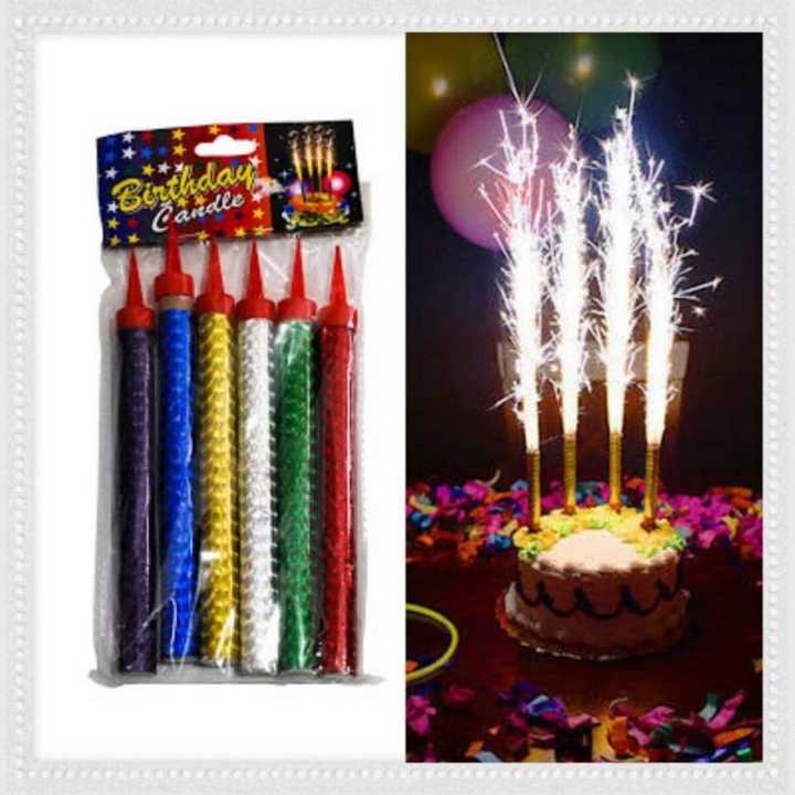 Multicolor Sparkling Fire Candle (6 Pcs) for Party,Birthday,Anniversary,Celebration Candle (X Large)