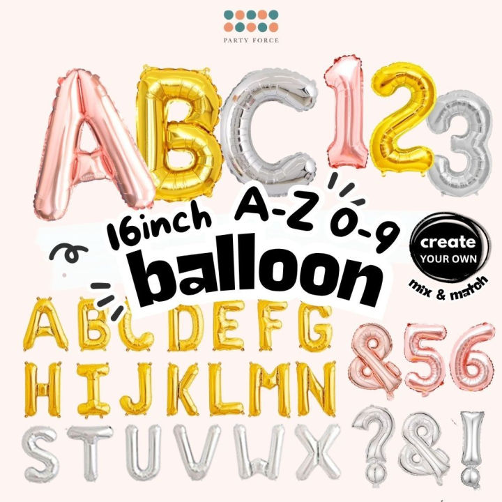 [SG Instock] 16 inch Number Balloon Gold Letter Balloon Alphabet ...