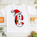 New Letters A-H Merry Christmas T-Shirt Funny Christmas Hat Tshirt Kids Clothes Boys Girls T Shirt Short Sleeve T-Shirts Top. 