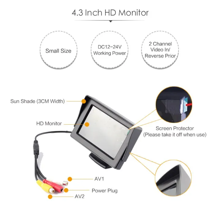4.3%2012V%2024V%20Car%20Bus%20Standalone%20LED%20Monitor%20Screen%20with%20Rear%20View%20Reverse%20Backup%20Camera%20Kit%20Combo%20-%20Image%204