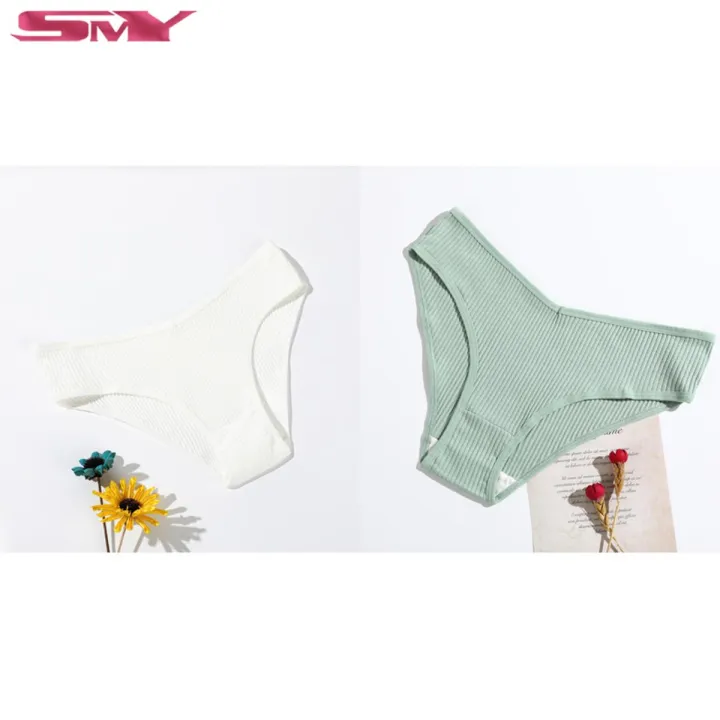 Pack of 2 - Thread Cotton Women Panties Breathable And Stretchable Ladies Underwear Seamless Girls Brief